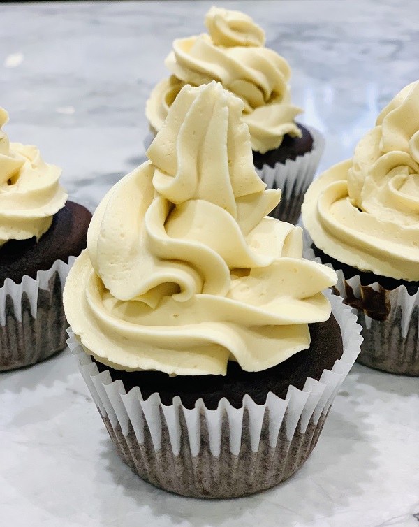 Chocolate cupcakes with coffee buttercream
